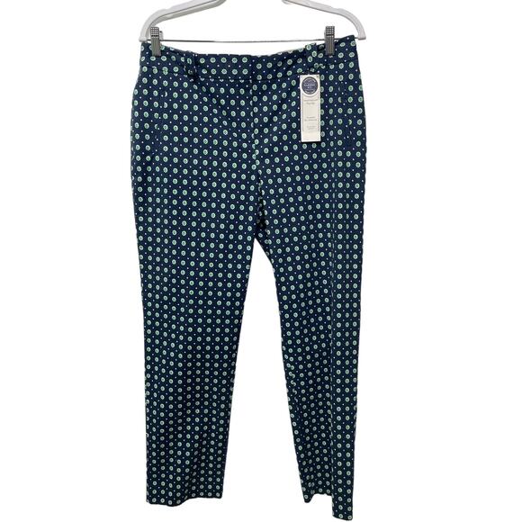 New Charter Club Tummy Slimming Leg Ankle Pants Blue Polka Dot AOP 10 Office - Picture 1 of 11